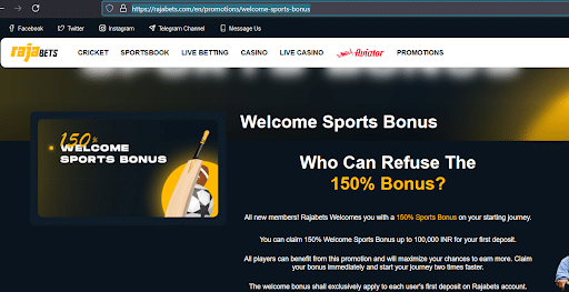 rajabets sports welcome bonus